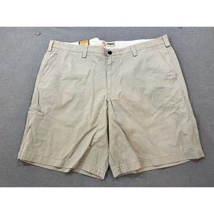 Dockers Relaxed Fit Shorts‎ Mens 46 Beige Chino Pockets Belted Zip Button Men.